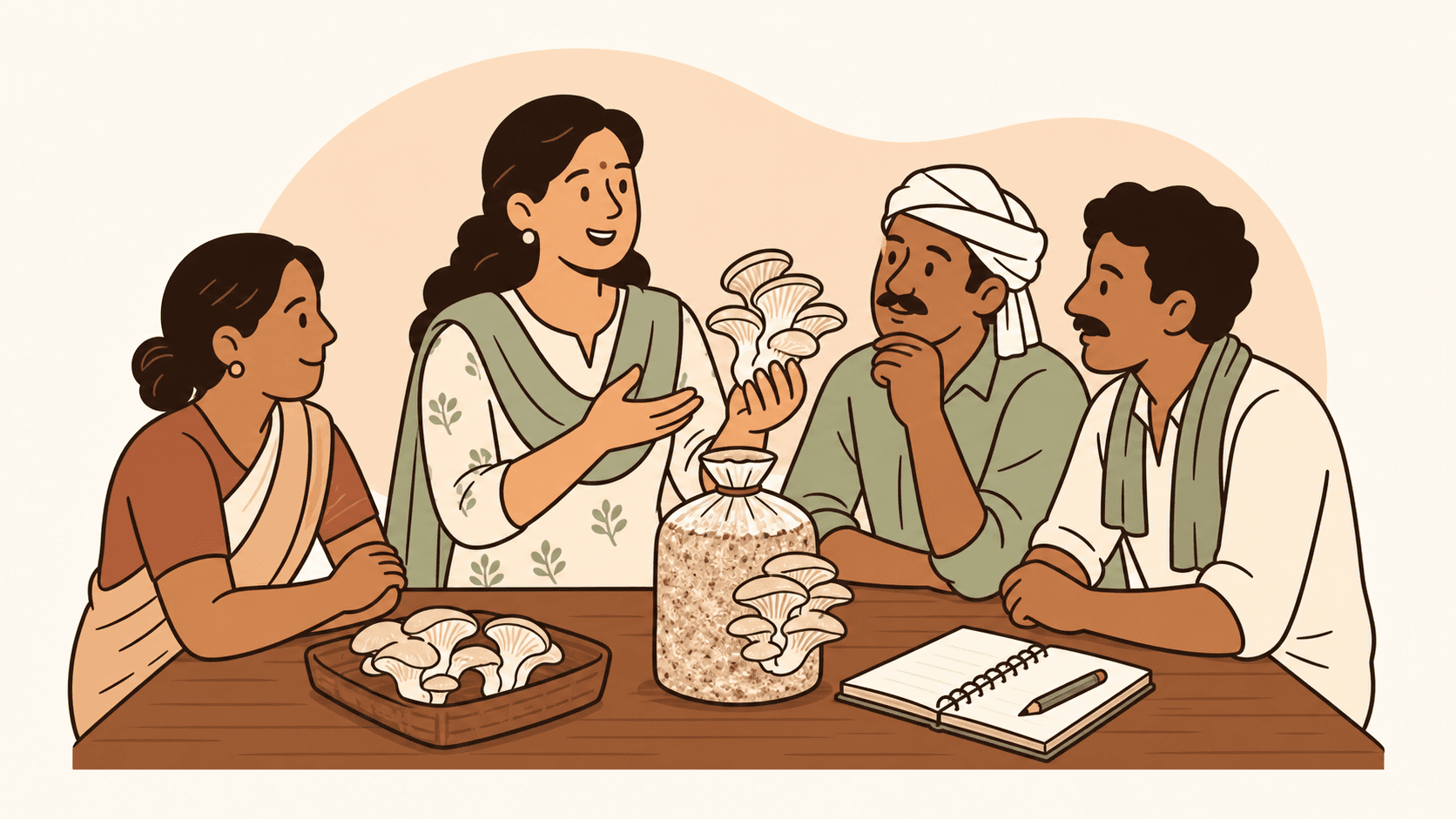 Farmers attending a practical training session